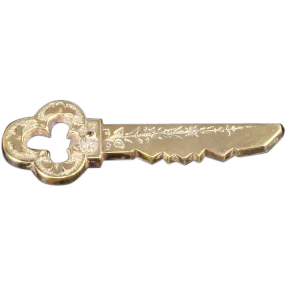Antique Victorian Rolled Gold figural Key Pin – s… - image 1