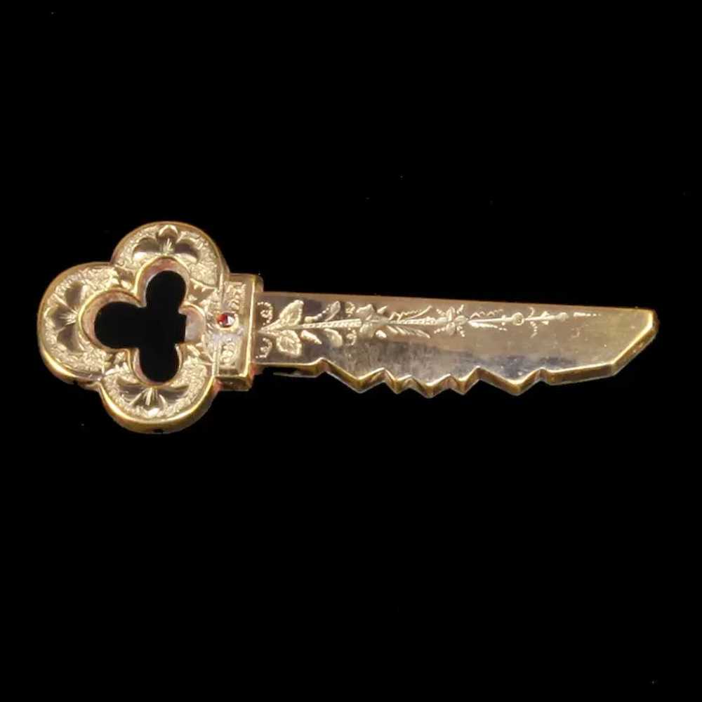 Antique Victorian Rolled Gold figural Key Pin – s… - image 2