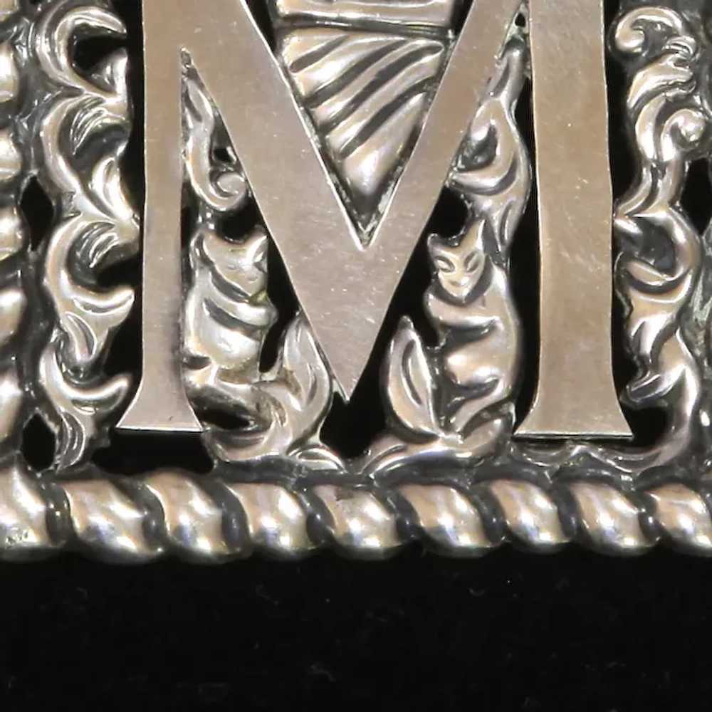 Fred Davis Early Mexican Silver Monogram Brooch –… - image 3