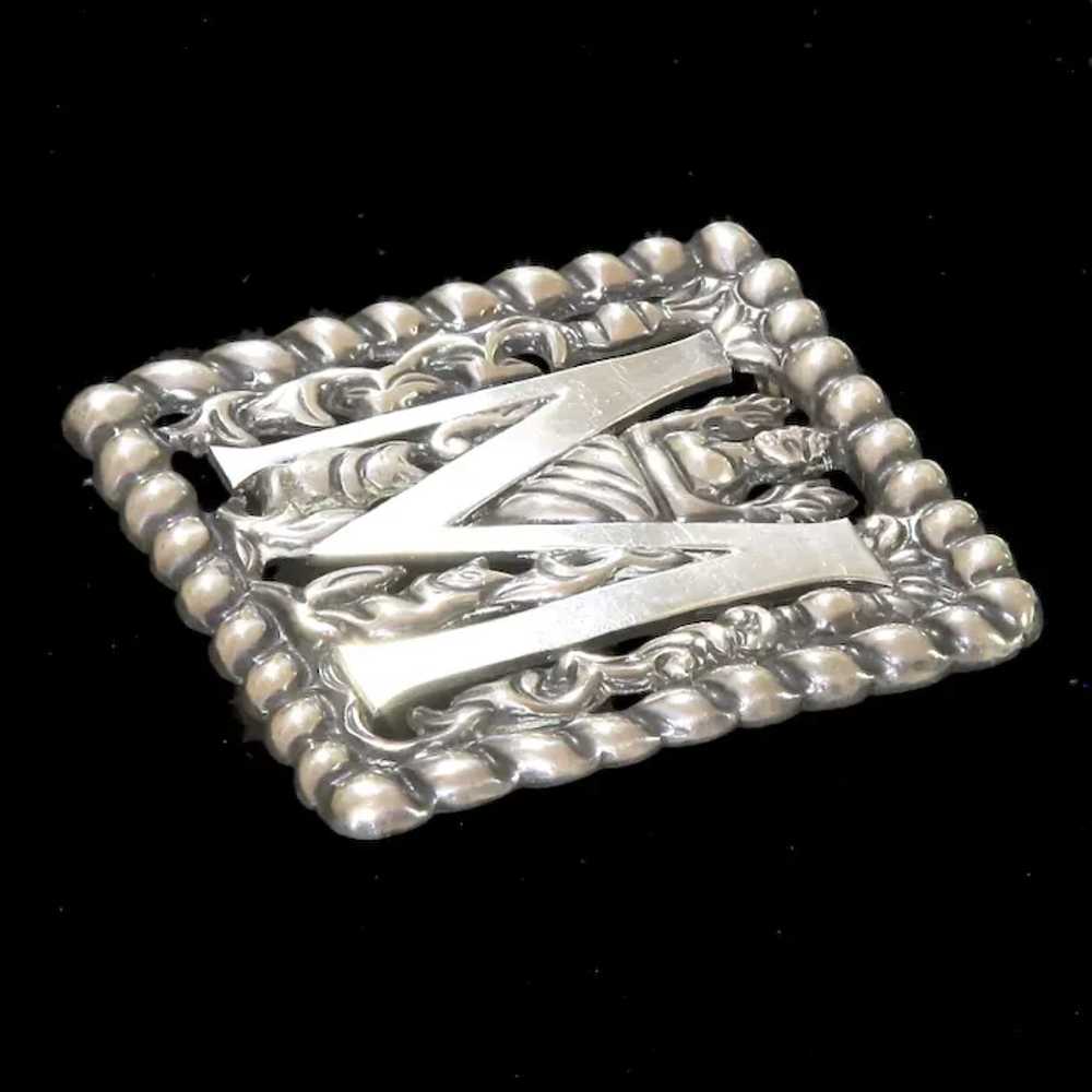Fred Davis Early Mexican Silver Monogram Brooch –… - image 4