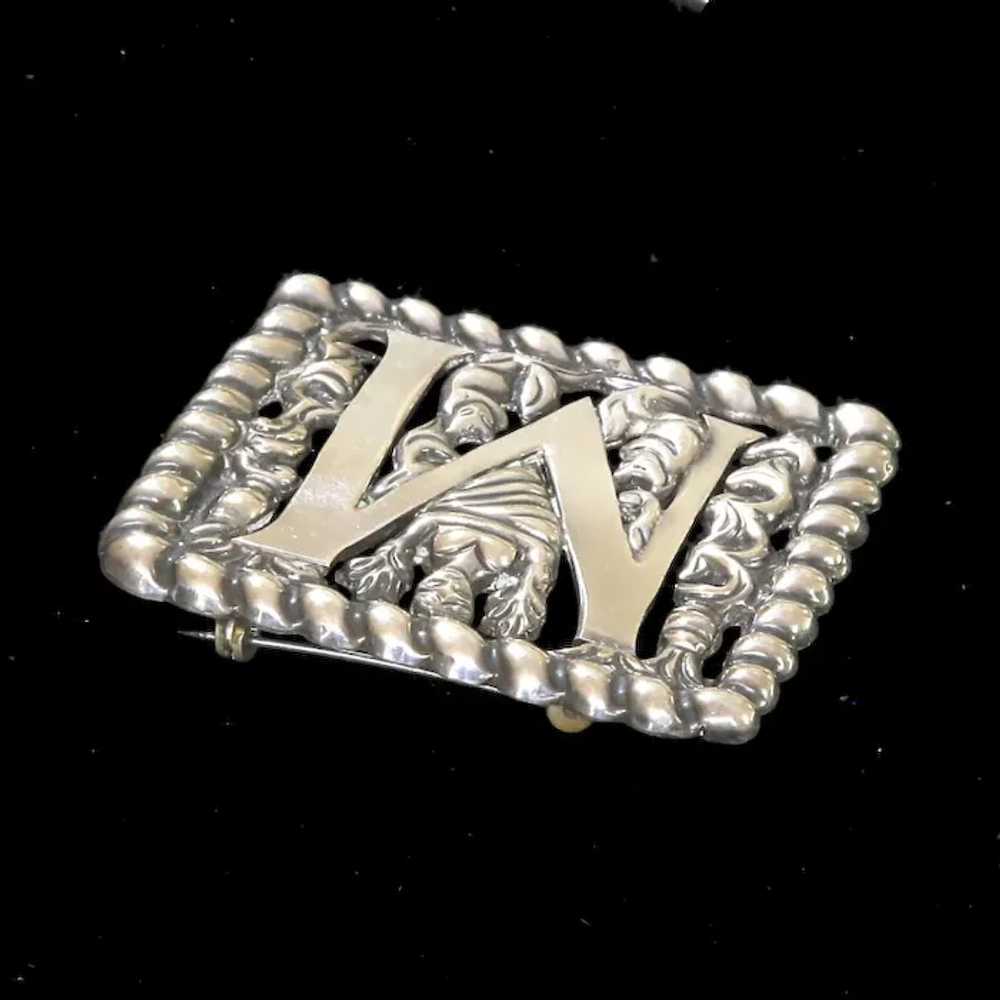 Fred Davis Early Mexican Silver Monogram Brooch –… - image 5