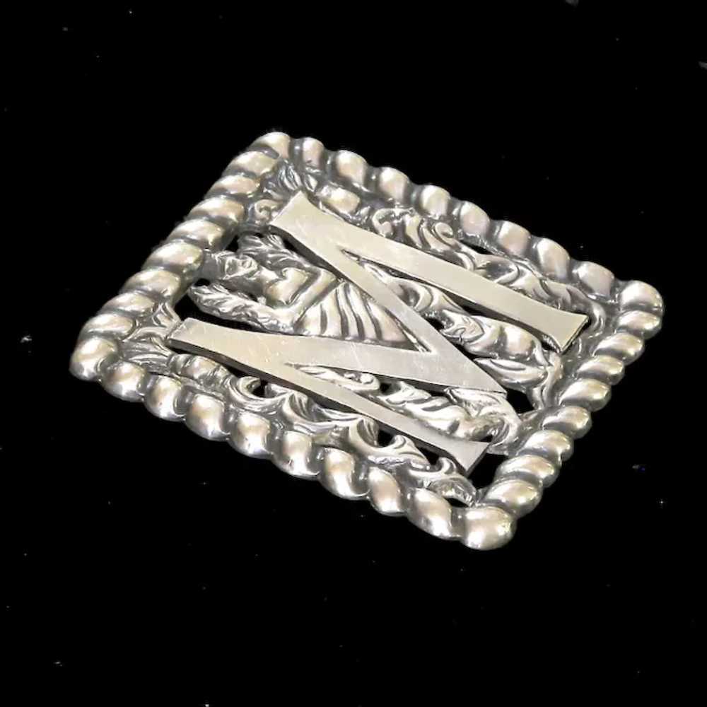 Fred Davis Early Mexican Silver Monogram Brooch –… - image 6