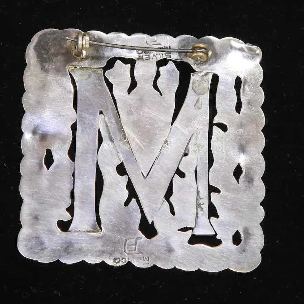 Fred Davis Early Mexican Silver Monogram Brooch –… - image 7
