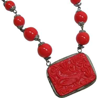 Red Czech Glass Choker Style Necklace