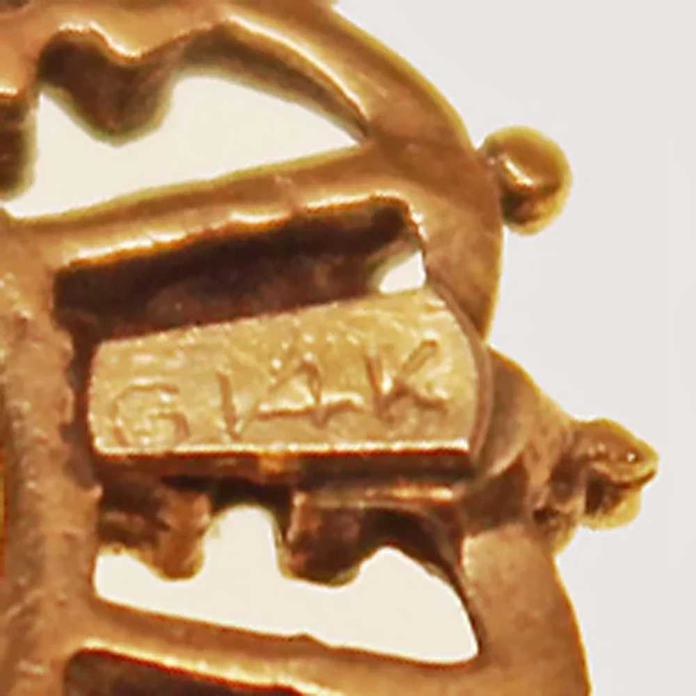 Rare Lucky Horseshoe Garnet 14K Gold Brooch Pin c… - image 6