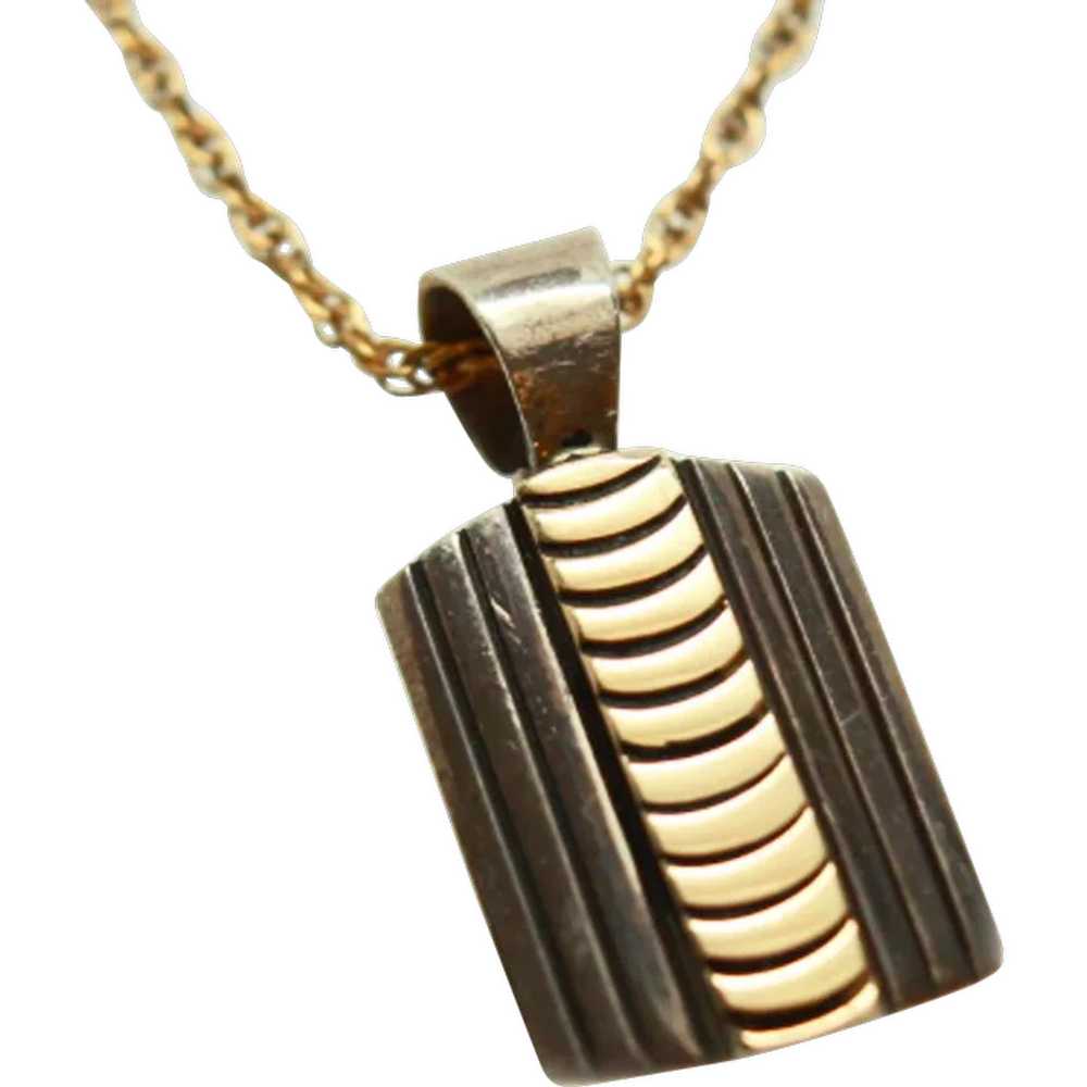 MM Rogers 14K Gold 925 Silver Navajo Chevron Pend… - image 1