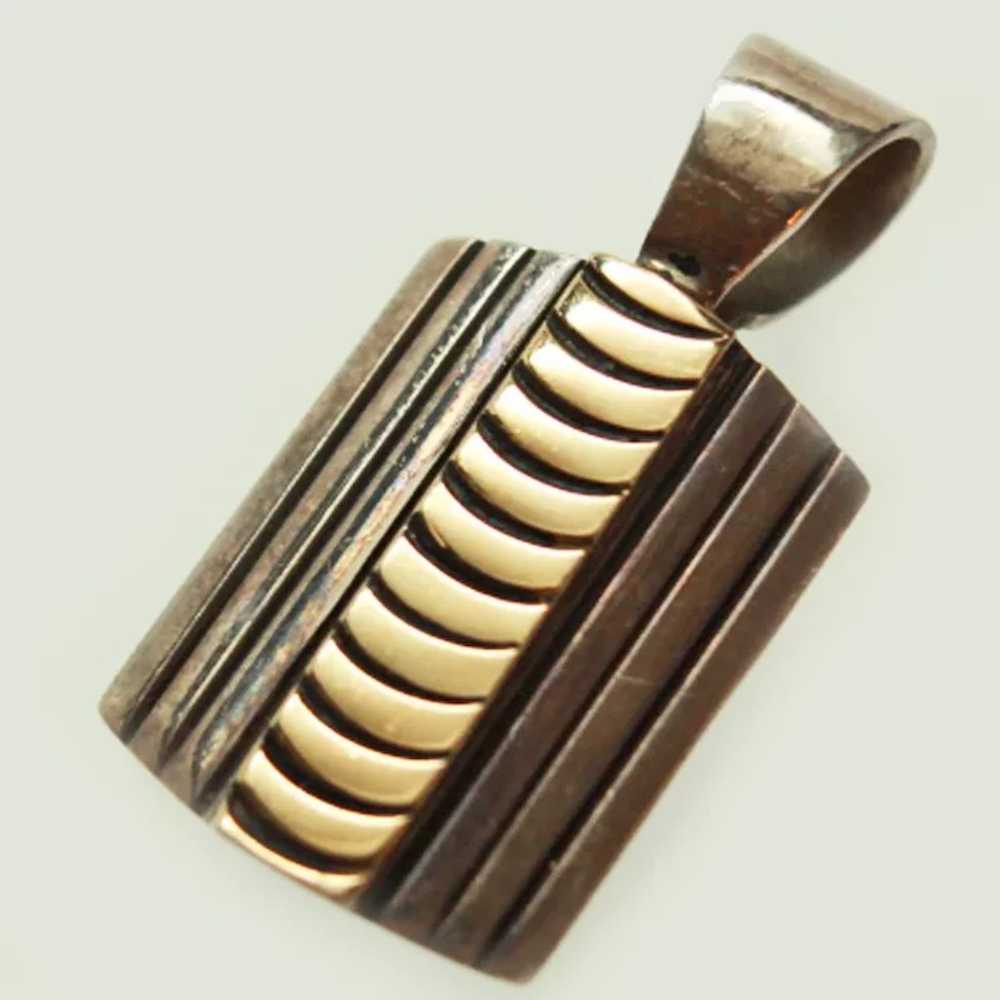 MM Rogers 14K Gold 925 Silver Navajo Chevron Pend… - image 2