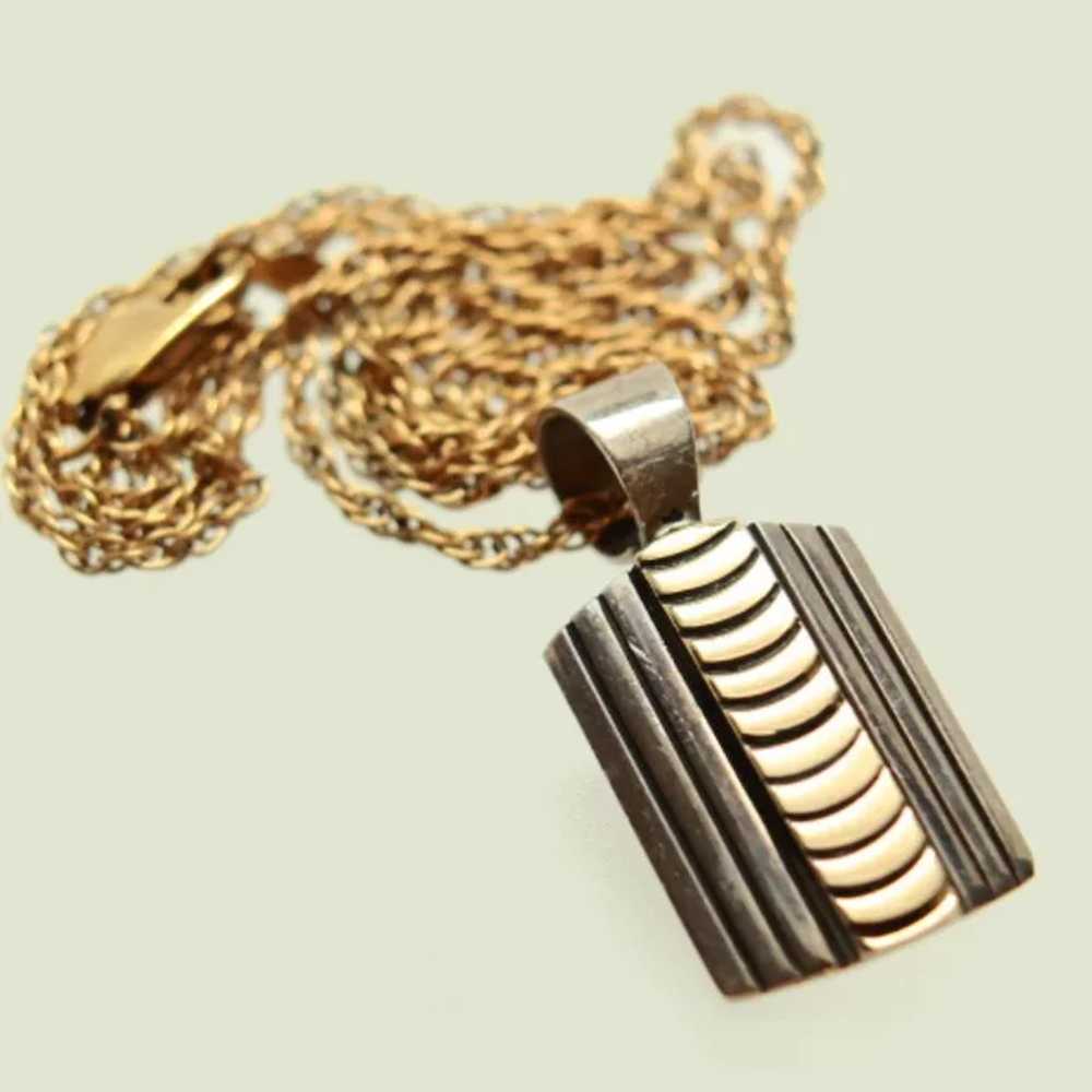 MM Rogers 14K Gold 925 Silver Navajo Chevron Pend… - image 3