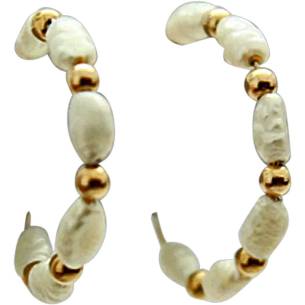 14K Gold Natural FW Pearl Signed Imperial Pearl S… - image 1