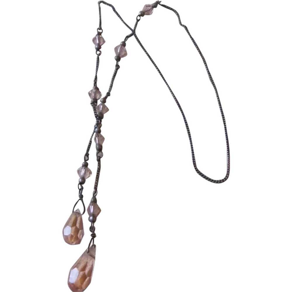 Lariat Necklac with Large Double Blossoms | Kathryn New York Pink Topaz / Silver / 16 Inches