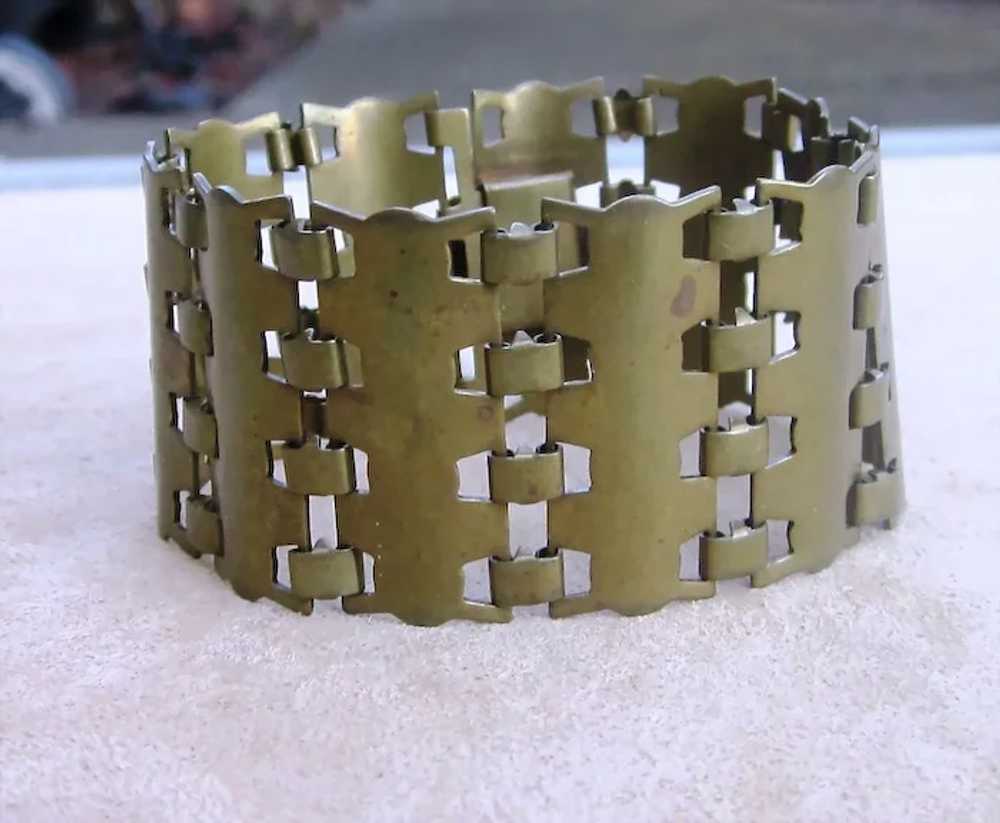 Edgy and Chunky Vintage Brass Bracelet - image 2