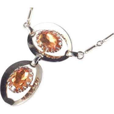 Rhinestone Double Disk Pendant Necklace