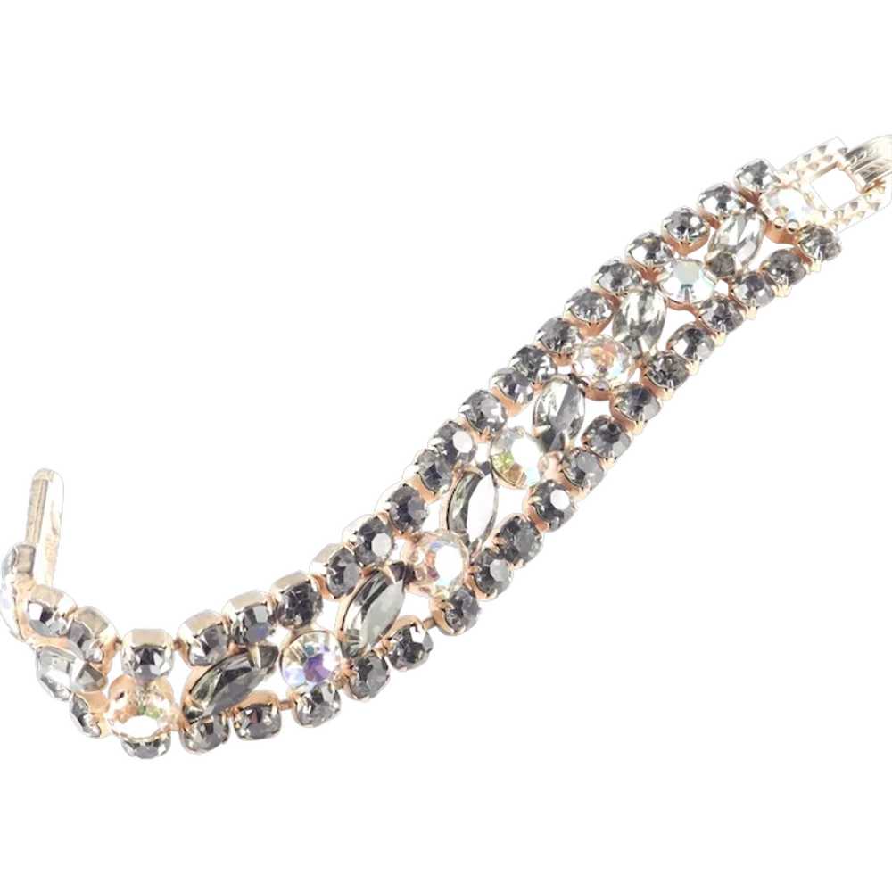 Smoky Glass Aurora Borealis Rhinestone Bracelet - image 1