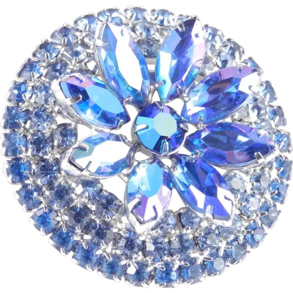 Layered Crowned Rhinestone Brooch Pin - image 1