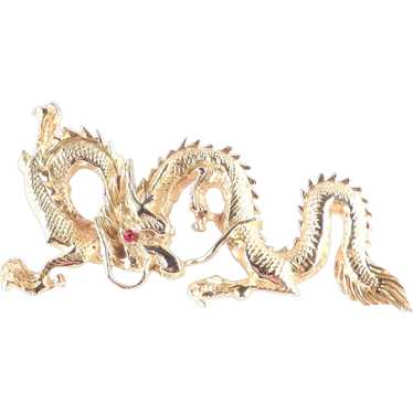 Vogue Jlry Golden Dragon Brooch Rhinestone