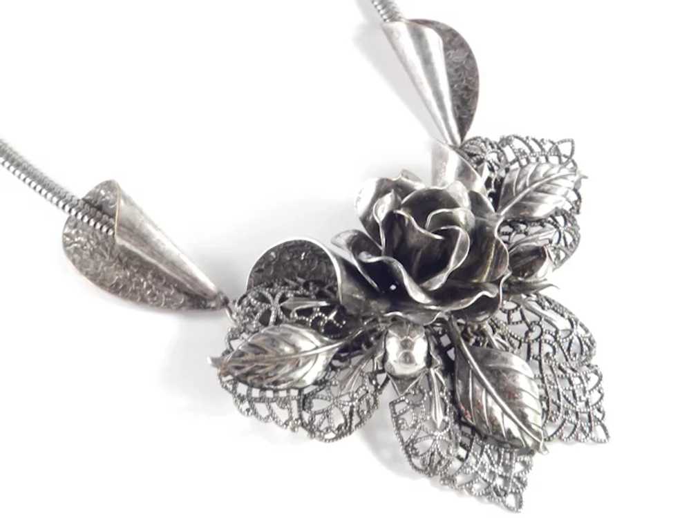 Art Moderne Dimensional Rose Flower Necklace - image 3