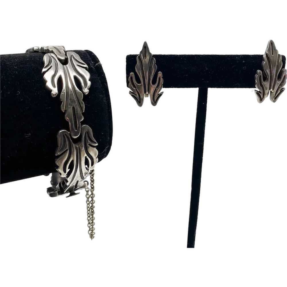 Vintage J. Flores Taxco leaf bracelet with matchi… - image 1