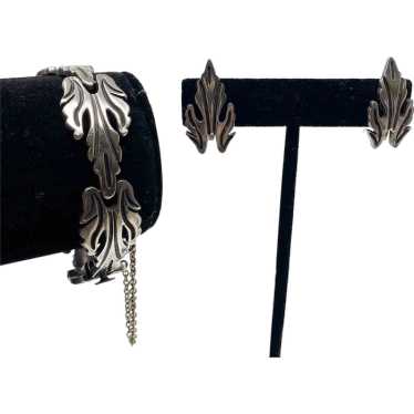 Vintage J. Flores Taxco leaf bracelet with matchi… - image 1