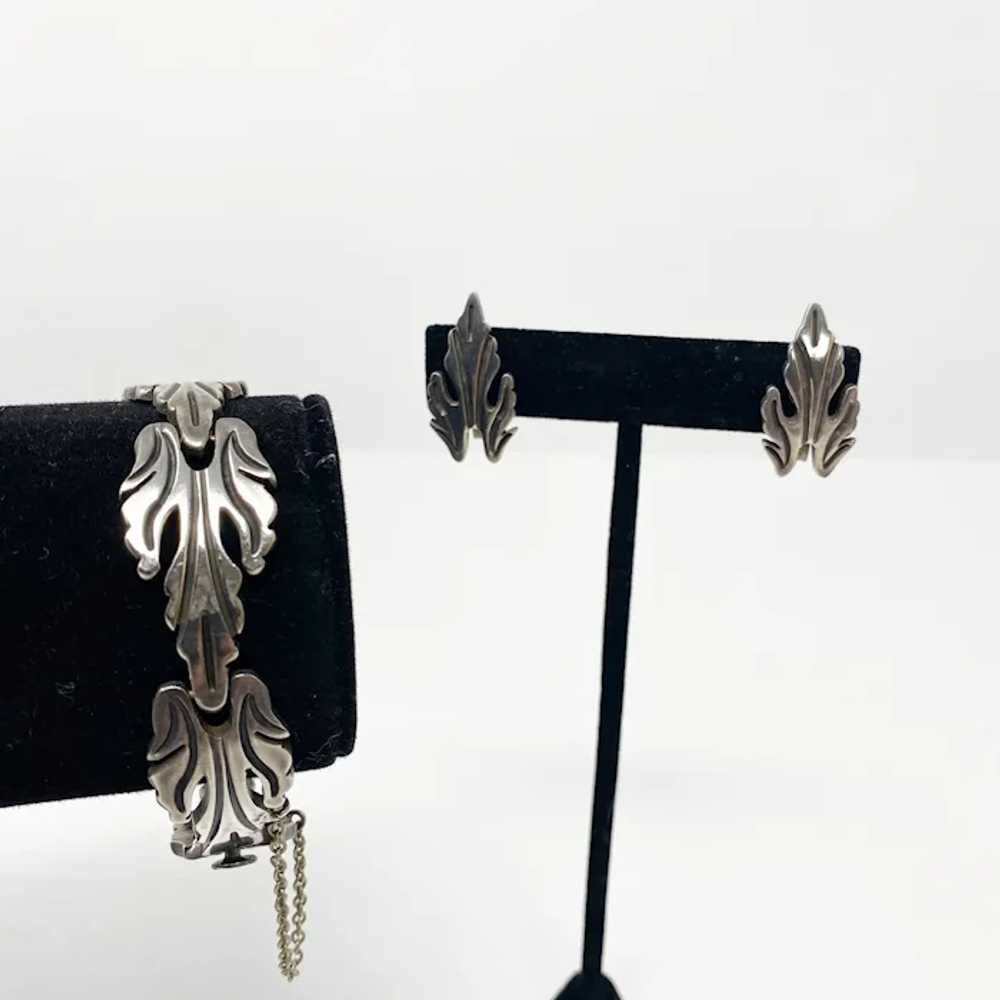 Vintage J. Flores Taxco leaf bracelet with matchi… - image 2