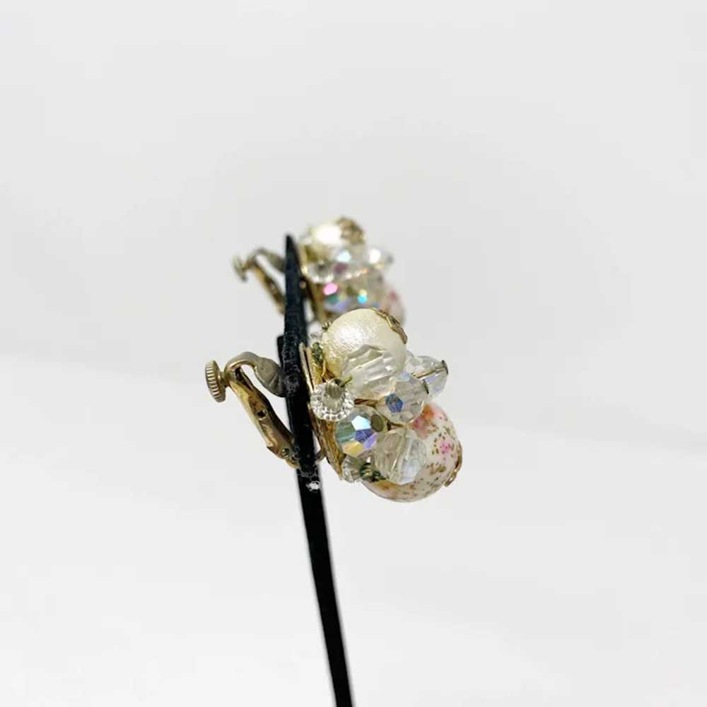 442 Vintage Vendome crystal, faux pearl and pink … - image 4