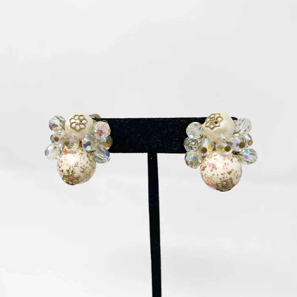 442 Vintage Vendome crystal, faux pearl and pink … - image 5