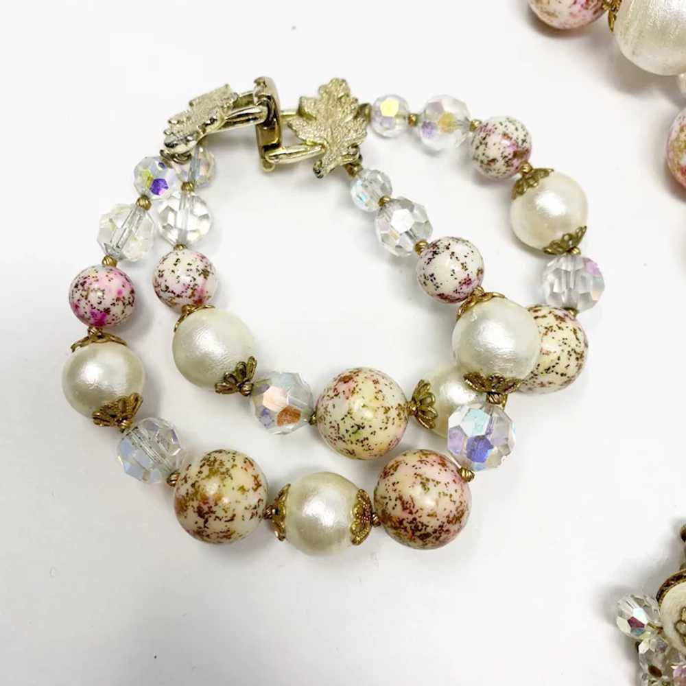 442 Vintage Vendome crystal, faux pearl and pink … - image 8
