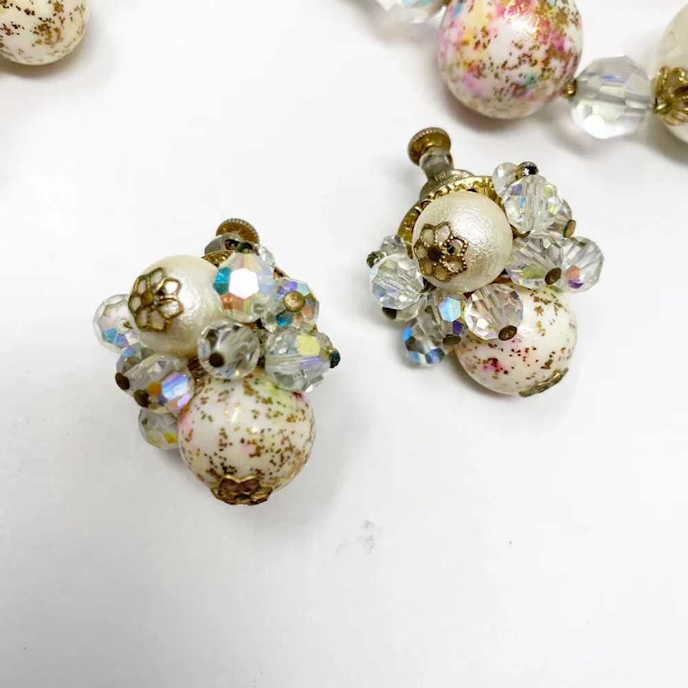 442 Vintage Vendome crystal, faux pearl and pink … - image 9