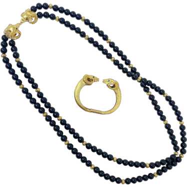 490 Vintage Avon Kenneth Jay Lane ram necklace, e… - image 1