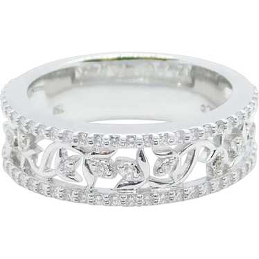 .35 ctw Diamond Floral Band Ring 18k White Gold