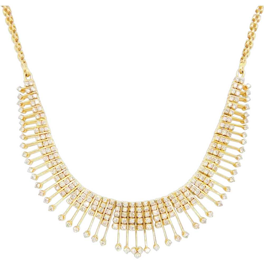 6.20 ctw Diamond Bib Necklace 18k and 21k Yellow … - image 1