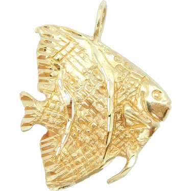 Discus Fish Charm / Pendant 14k Yellow Gold