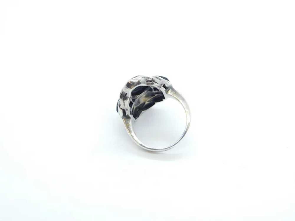 Onyx and Marcasite Ring Sterling Silver - image 5