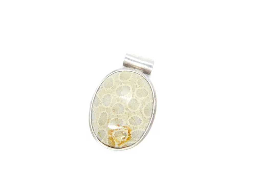 Fossilized Coral Pendant Sterling Silver - image 3