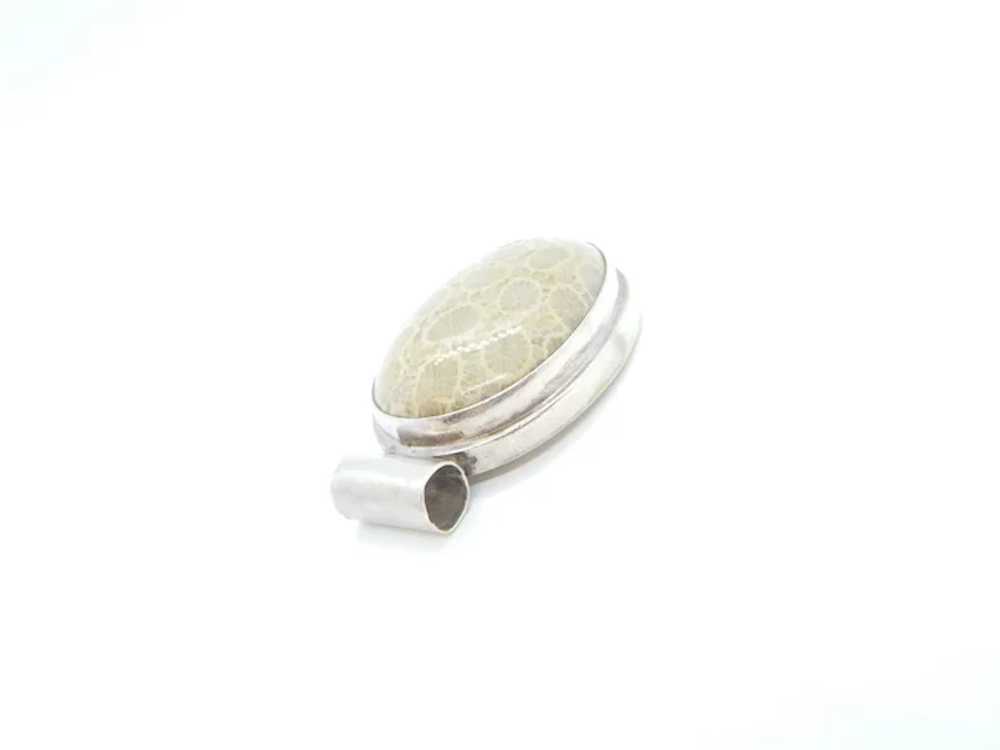 Fossilized Coral Pendant Sterling Silver - image 4