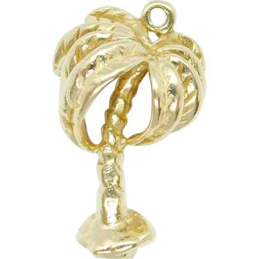 Tropical Palm Tree Charm 14k Yellow Gold