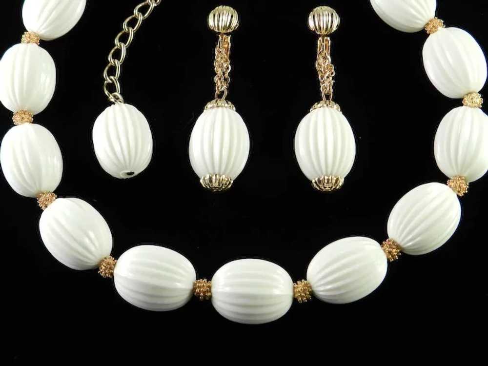 Marvella Melon Bead Necklace Dangle Earrings Demi… - image 3