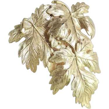 Triple Maple Leaf Gilt Brass Dress Clip