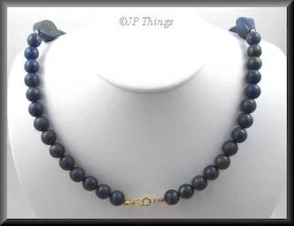 Vintage 1950s Blue and Gold Plastic Moonstone Nec… - image 2