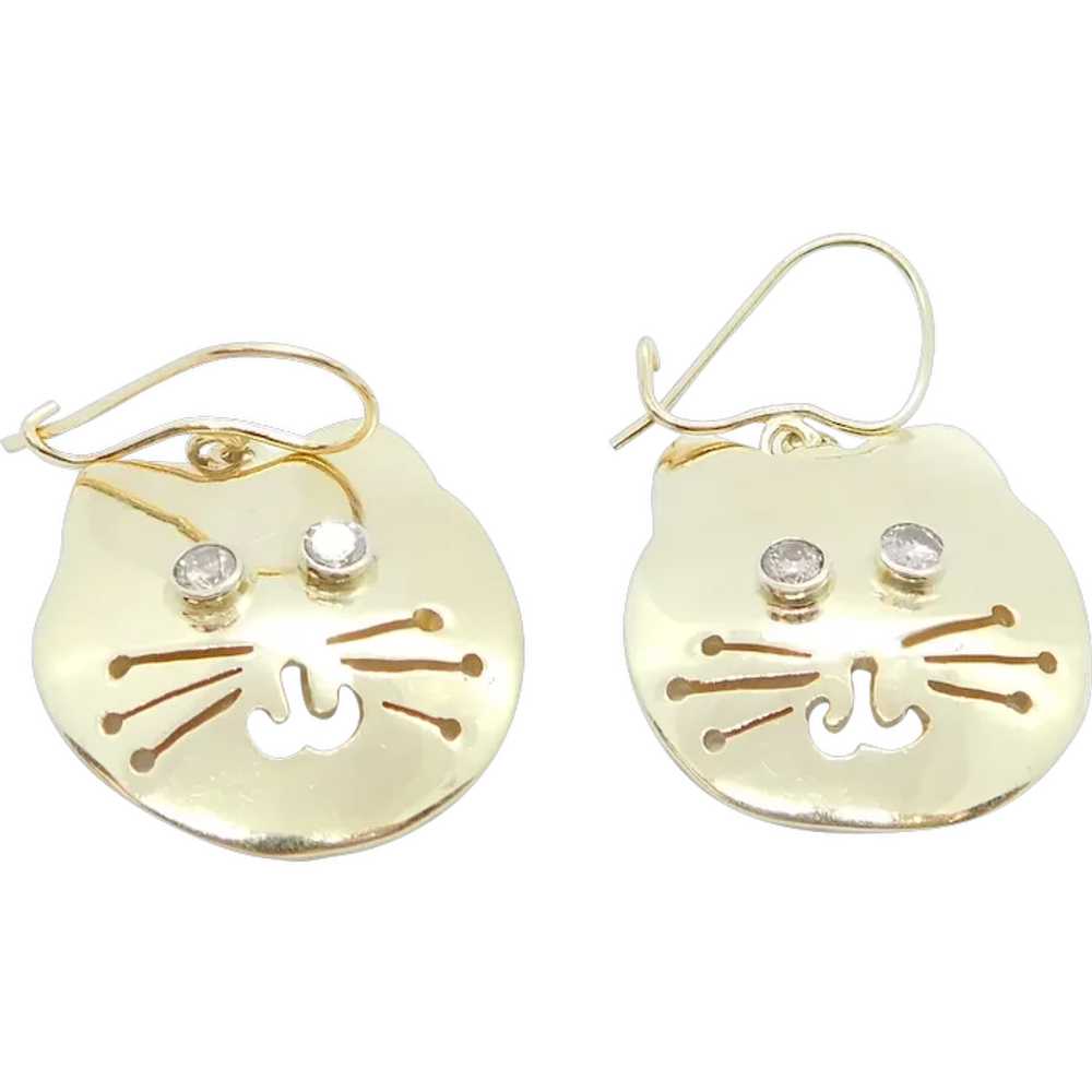 .28 ctw Diamond Cat Earrings 14k Yellow Gold - image 1