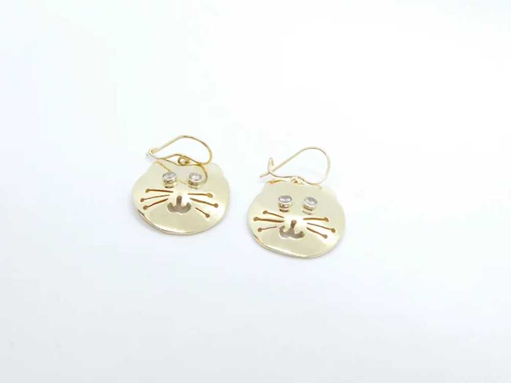.28 ctw Diamond Cat Earrings 14k Yellow Gold - image 2