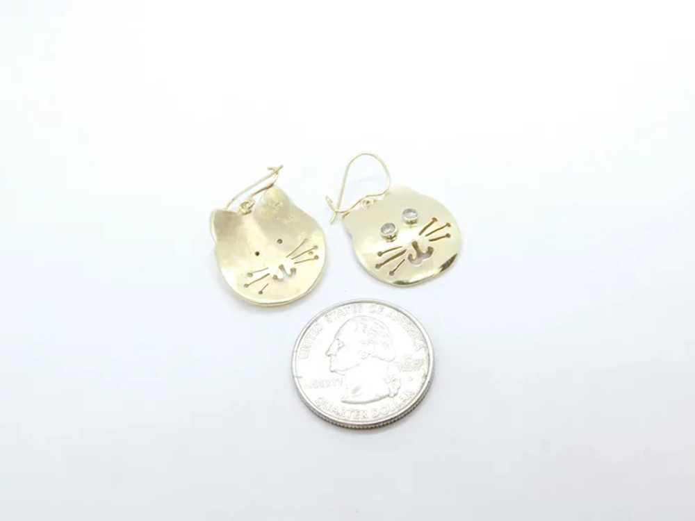 .28 ctw Diamond Cat Earrings 14k Yellow Gold - image 4