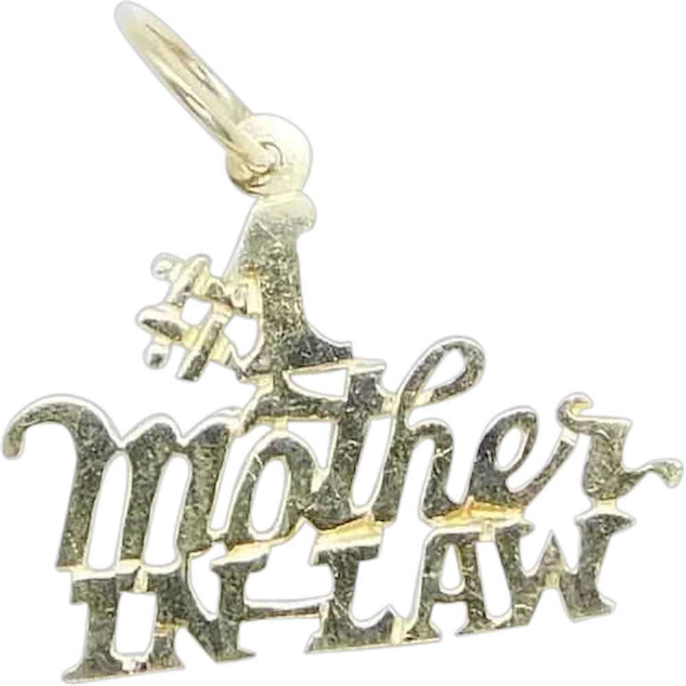 "#1 Mother-In-Law" Charm 14k Yellow Gold - image 1