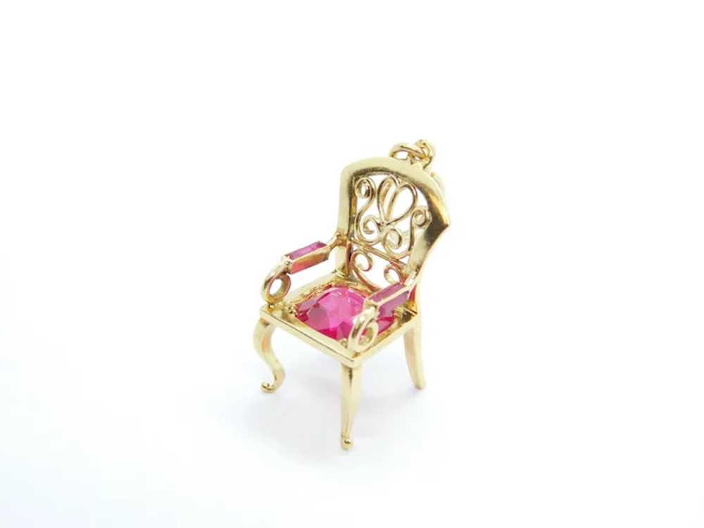 Vintage 3.20 ctw Created Ruby Ornate Chair Charm … - image 2