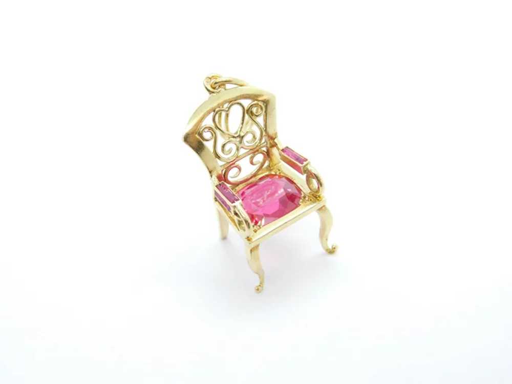 Vintage 3.20 ctw Created Ruby Ornate Chair Charm … - image 3