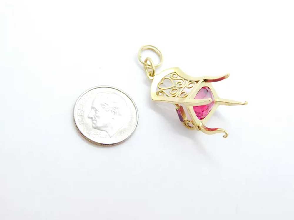 Vintage 3.20 ctw Created Ruby Ornate Chair Charm … - image 4