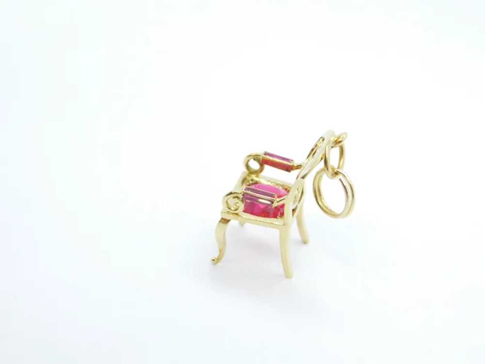 Vintage 3.20 ctw Created Ruby Ornate Chair Charm … - image 5