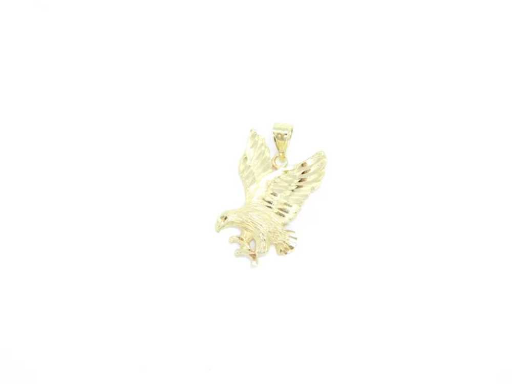 Flying Hawk / Eagle Charm Pendant 14k Yellow Gold - image 2