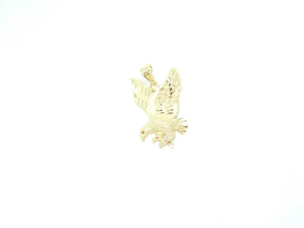 Flying Hawk / Eagle Charm Pendant 14k Yellow Gold - image 3