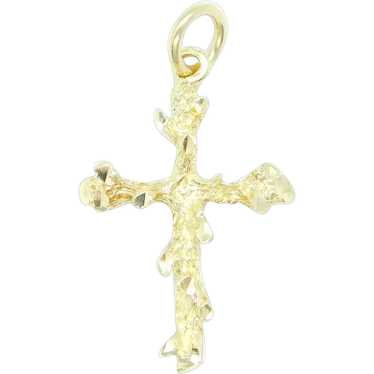 Religious Cross with Branches Pendant 14k Yellow G