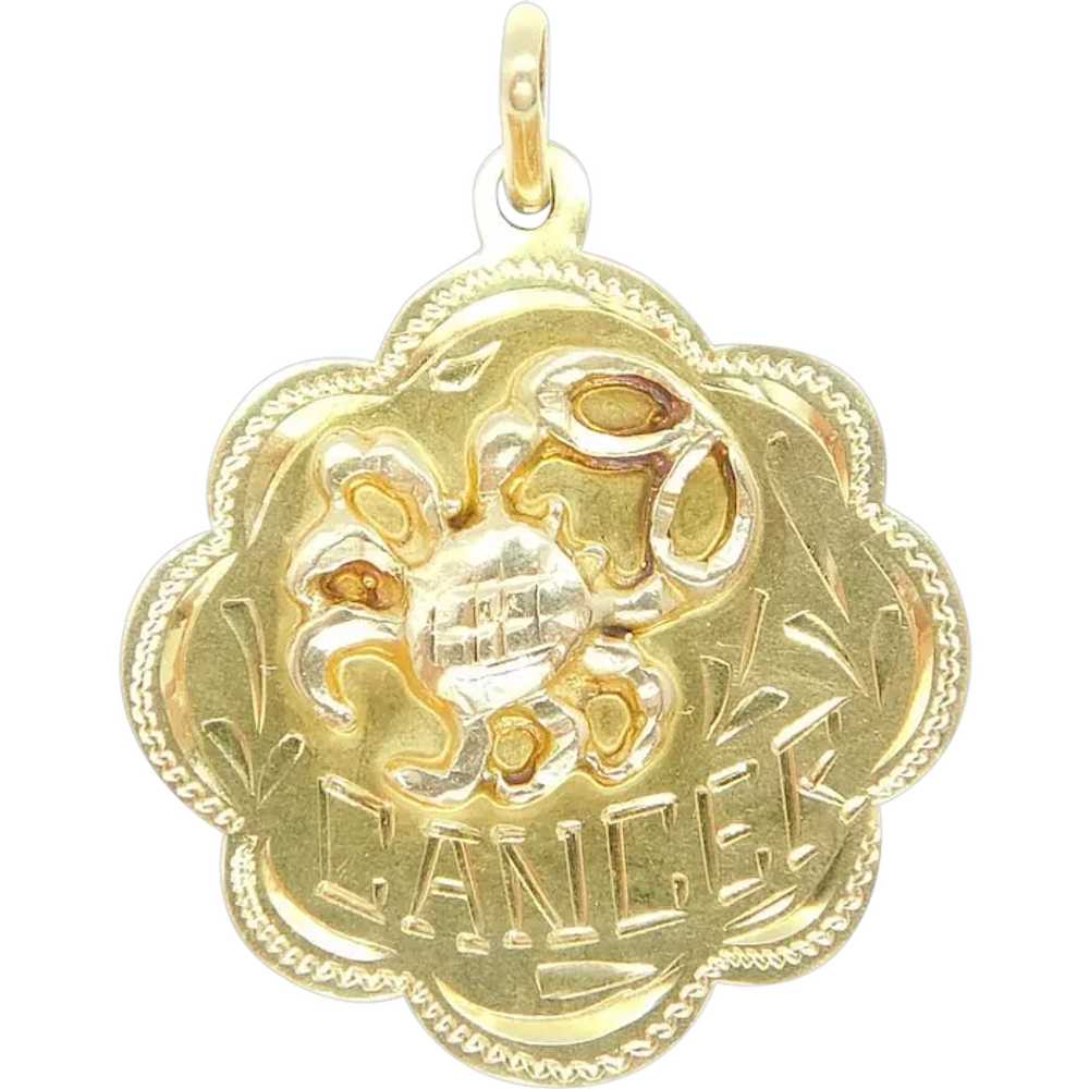 Vintage Cancer Zodiac Astrology Crab Charm 18k Ye… - image 1